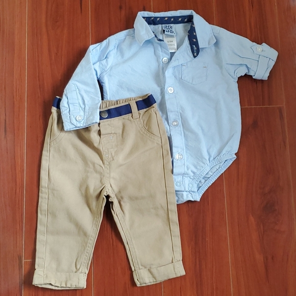 Little Rad Top & Pant Set Blue/Tan Size 6-9 Months - Picture 1 of 6